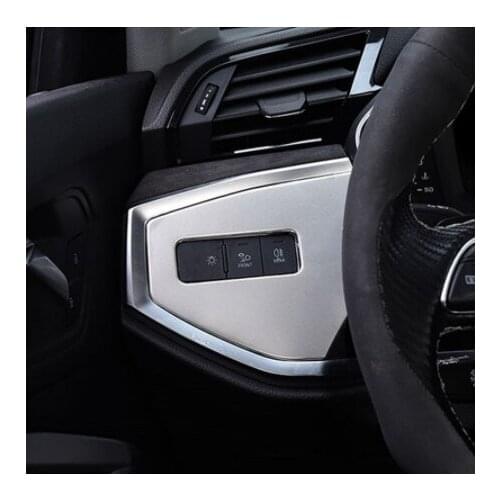Car Styling Headlight Switch Frame Cover Stickers For Audi Q3 2019 LHD Navigation Panel Decoration Stainless Steel Trim