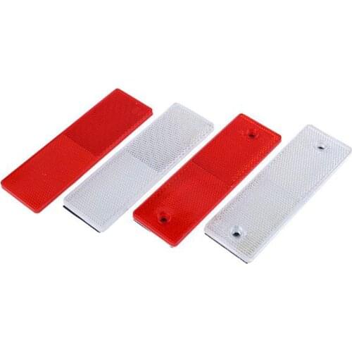 Car Sticker Red Or White Adhesive Plastic Reflector Reflective Warning Plate Stickers Sign For Car SUV Truck Motorcycle Safety
