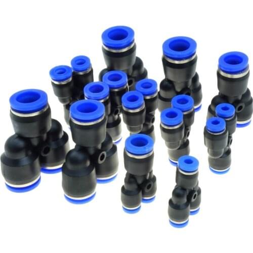 4mm 6mm 8mm 10mm 12mm Tube OD 3 way Y shape Air Pneumatic Push In Connector Quick Connection Fitting Equal or Reducing