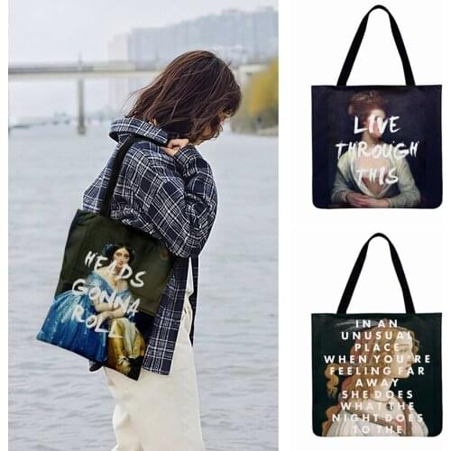 Outdoor Beach Bag Baroque Classical Girl Oil Painting Printed Tote Bag For Women Casual Tote Ladies Shoulder Bag Shopping Bag