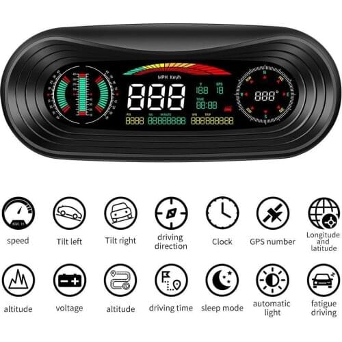 OHANEE HUD P18 Head up display SMART GPS SLOPE METER Car peed Projector Security Alarm ASL Overspeed Altitude Clock Color settin