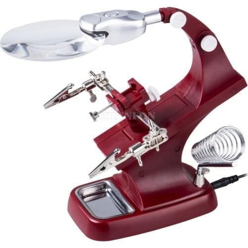 DHL 20PCS Helping Hand Soldering Stand With LED Light Clip Magnifier Magnifying Glass