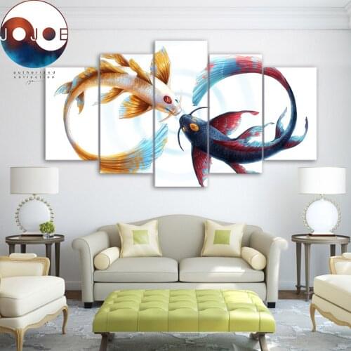 Eternal Bond by JoJoesArt HD print 5 piece canvas art Cryprinus Carpiod pictures for living room Poster Painting CU-3090C