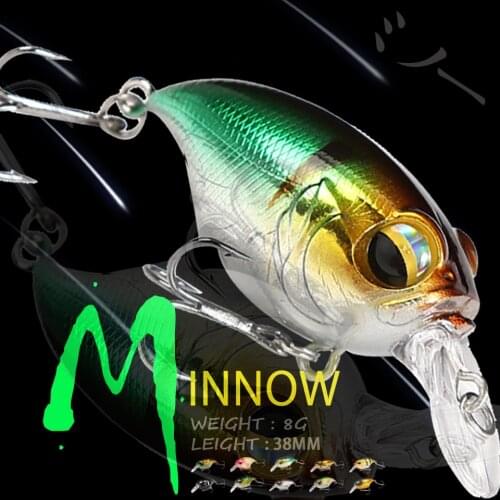 WALK FISH 38MM 8G Minnow Fishing Lures Wobbler Fishing Crankbait Artificial Hrad Bait Pike Bass Ice Fishing Tackle Accessories