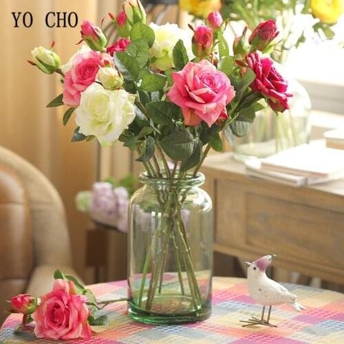 YO CHO Cheap Latex Peony Artificial Flowers Leaf Roses Silk Flower Christmas Home Diy Bridal Bouquet Wedding Decoration Rose