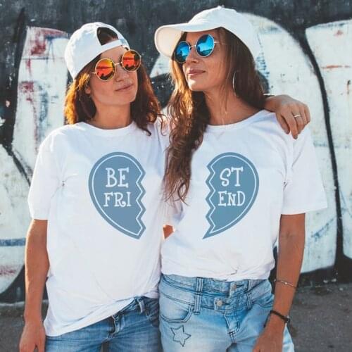 Summer 2020 Fashion Best Friend Shirts Women Short Sleeve T Shirt BFF Top Sisters Gifts for Friends Tees for Her