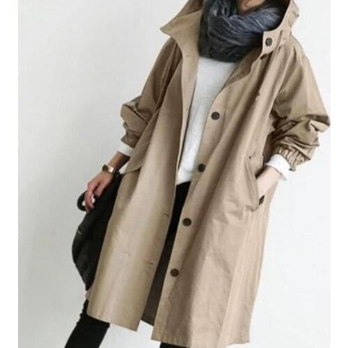 Women Look thin Hooded Windbreaker Rain Jacket Loose Coat Trench Coat