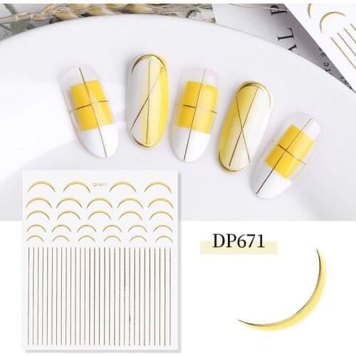 1Pcs Gold 3D Sticker New Nail Art Sticker Lines Strip Geometric Nail Glitter Designs Self Adhesive DIY Nails Stickers Decor
