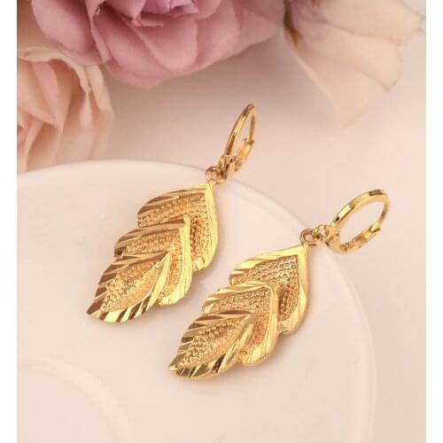 Gold leaf drop earring Ethiopian/Nigeria/Kenya /Ghana Gold color Dubai african Arab Middle Eastern Jewelry Mom Gifts