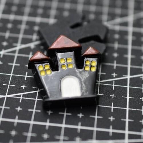 1pcs/lot resin flat back black house 24mm Hallowmas Cabochons Hair Bow Center Card Frame Making Craft DIY