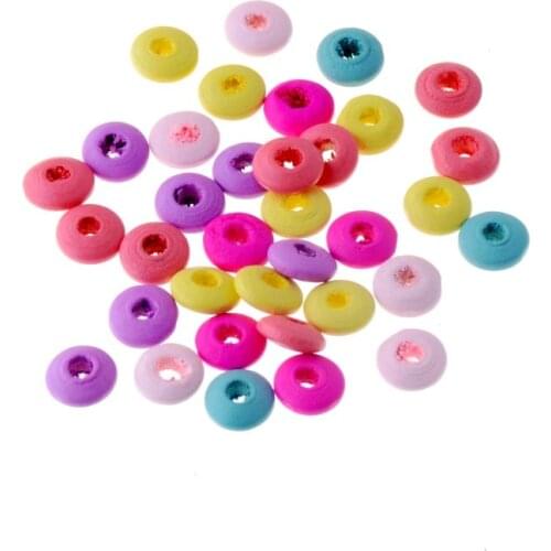 100pcs 10x4mm Wood Dye Wooden Abacus Spacer Beads For Baby DIY Crafts Kids Toys Spacer Beading Bead Jewelry Making DIY