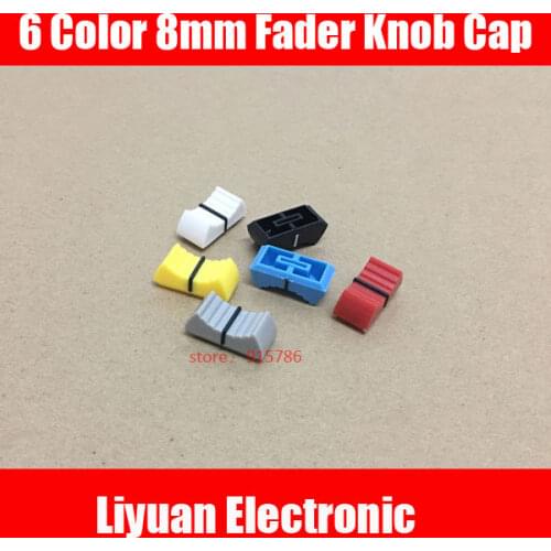 100pcs Color Mixer fader knob cap word shouted hole width 8MM red and blue and yellow lime L23.5 W11mm H11mm