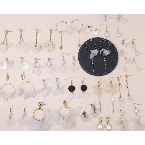 High Sense of Elegant Petals Imitation Pearls Long Dangle Earrings Wild Geometric Earrings Accessories for Women