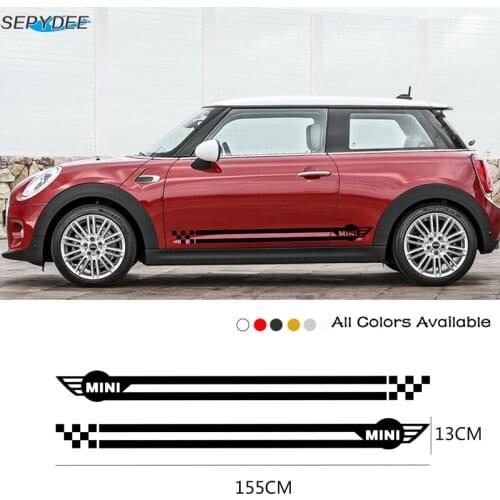 2 Pcs Car Stickers Long Side Stripe Auto Vinyl DIY Decals For Mini Cooper R56 R57 R58 R50 R52 R53 R59 R61 R60 F60 F55 F56 F54