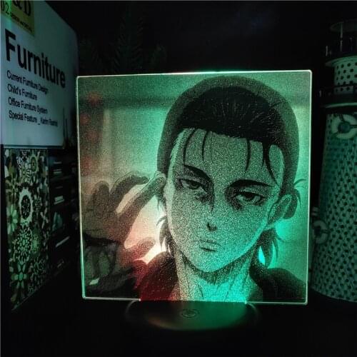 Attack On Titan Eren Jaeger 3D Night Light Home Decoration Lampara Desk Lamp Led Neon Manga Lampe Luminaria Kawaii Room Decor