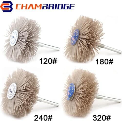 4Pcs 80*6mm Abrasive Nylon Polishing Wheel Brush 120#-320# Woodwork Furniture Polishing Brush for Woodwork Polish Grinder