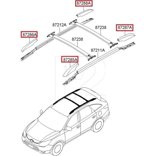 For 2006-2009 Hyundai Veracruz ix55 Luggage rack Roof rack lid Front and rear decorative cover for roof frame 2010~2013 Veracruz