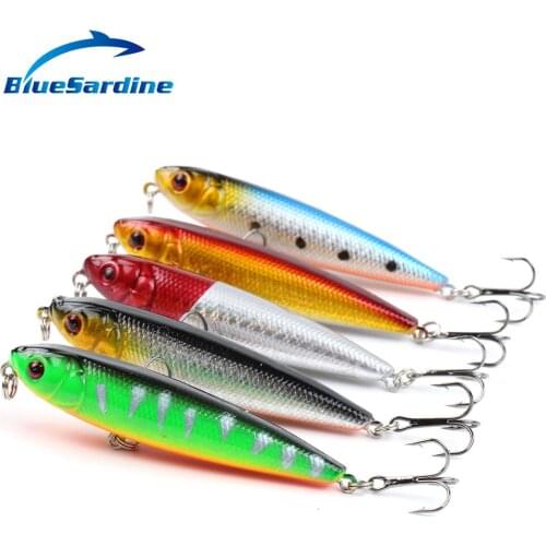 BlueSardine 8CM 9G Pencil Fishing lure Hard Bait plastic Lures Fishing Tackle 5PCS/LOT