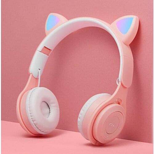 Cat Ear Bt M6 Headset Wireless Gaming Headphone Stereo Support Tf Card Hifi Intelligent Noise Reduction Foldable Earphones
