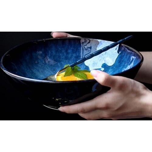 Japanese style big ramen bowl ceramic soup bowl retro tableware hat bowl trumpet bowl sushi bowl ceramic tableware