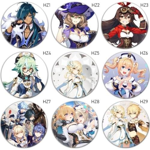 Genshin Impact Badge Chibi Brooch Azhdaha Zhongli Xiao Hutao Tartaglia Yanfei Eula Rosaria Venti Albedo Pin Backpack Decor Gift