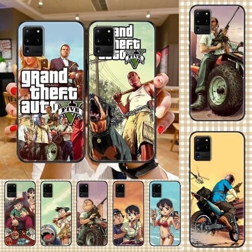Game Gta5 Doraemon Phone case For Samsung Galaxy Note 4 8 9 10 20 S8 S9 S10 S10E S20 Plus UITRA Ultra black 3D hoesjes soft