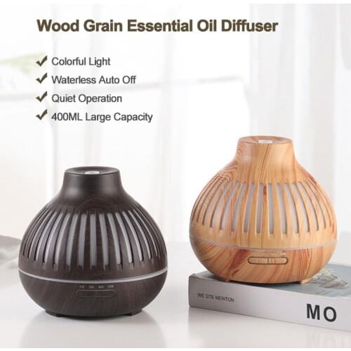 New 400ML Electric Wood Grain Essential Oil Scent Diffuser Air Humidifier with 7 Light Color Changing For Home Office