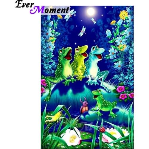 Ever Moment 5D DIY Diamond Painting Frog Dragonfly Diamond Mosaic Full Square Drills Rhinestone Artwork Home Decoration ASF1234