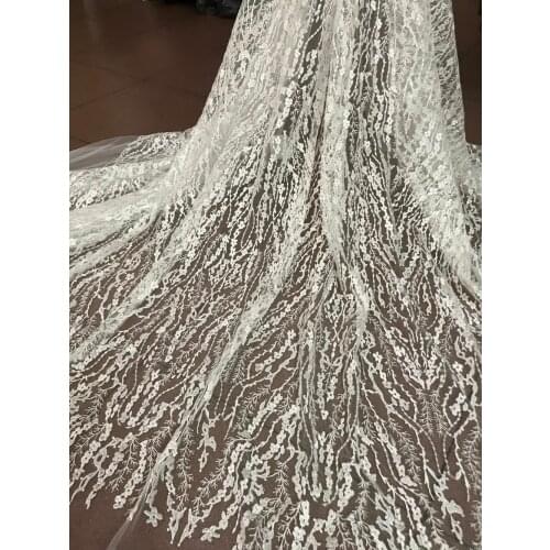 Hot selling SYJ-81135 Nigerian Fabrics High Quality Tulle African Laces Fabric with sequins Embroidered tulle fabric