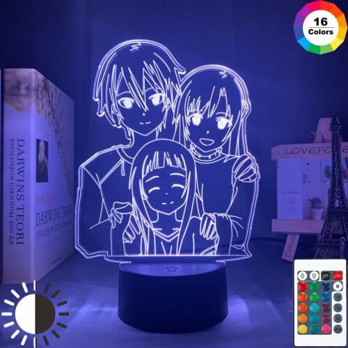 ILight Gift Store Anime Led Light Sword Art Online for Bedroom Decor Night Light SAO Kirigaya Kazuto Table Lamp Yuuki Asuna Gift