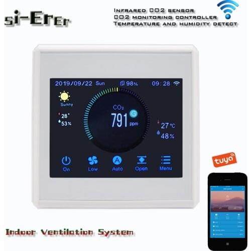 Tuya App Wifi air quality monitor,Infrared Gas Analyzer Co2 Sensor Detector for home,office,Shopping ,Meeting Room
