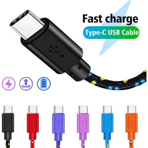 Nylon Braided USB Type C Cable Fast Charging 1m Type-C Cables Data Sync USB Charger Cord For Samsung Huawei Xiaomi Phone Wire