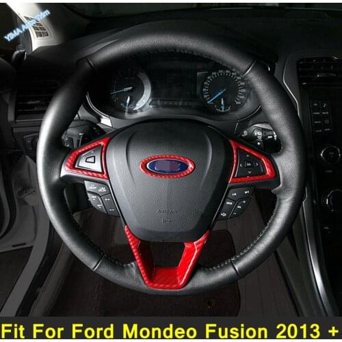 Lapetus Auto Styling Steering Wheel Switch Button Trim Cover Logo Ring ABS Fit For Ford Mondeo Fusion 2013 - 2020 4PCS Accessory