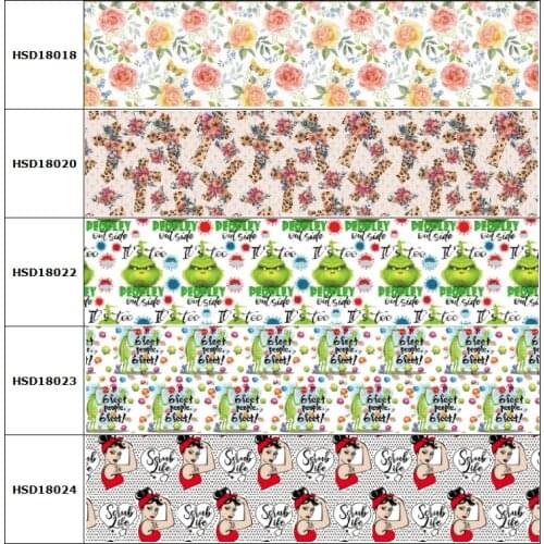 HSDCraft 25mm 38mm 75 mm Flower Life Printed Grosgrain Ribbon Party Decoration 10 Yards DIY Bow Bag Material Handmade