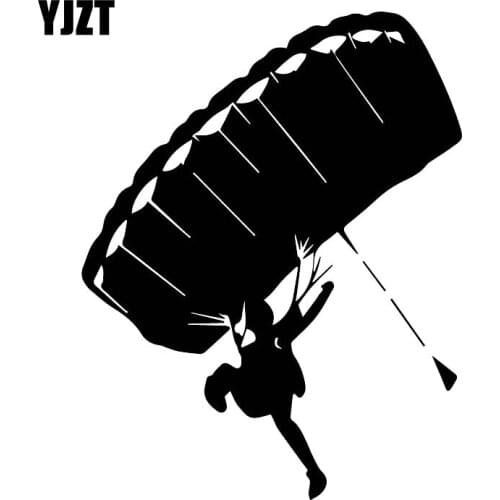 YJZT 16CM*12.6CM Creative And Interesting Car Decoration Car Stickers Skydiving Pattern Decals Black/Silver C30-0394