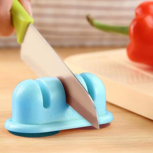 Justdolife Kitchen Sharpener Portable 3 Stages Kitchen Sharpening Tool With Suction Cup Stainless Steel Blades Kitchen Tools
