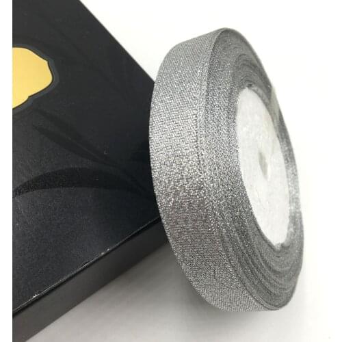 15mm Metallic Glitter Ribbon Gift Package Ribbons Wrapping Decoration Christmas DIY Handmade Accessories 25yards /roll silver