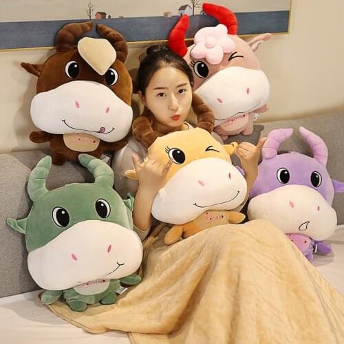 Cute cow toy pillow soft plush stuffed toy with blanket cow pillow office nap pillow air conditioning blanket boy and girl gift