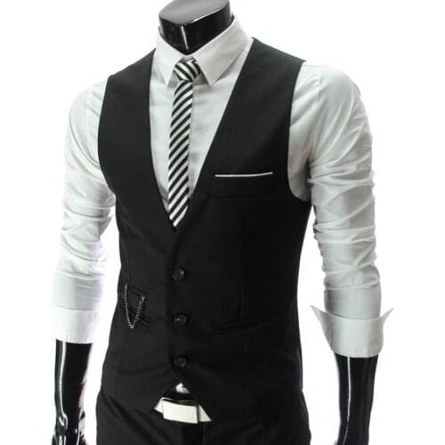 Plus Size Vests Men Business Fashion Solid Color V Neck Sleeveless Button Pocket Blazer Suit Waistcoat Wedding Party 5XL