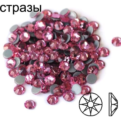 New 16 Facets Rose Strass 6A Fabric DIY Decorations Crystal Hotfix Strass Stone Garment Rhinestone Hot Fix Crystal Rhinestone