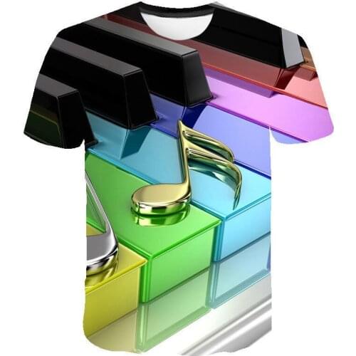 2021 New Musical Note 3D Digital Printing Short Sleeve T-shirt