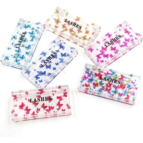 NEW 20/50pcs butterfly Acrylic 20mm False Eyelashes Packaging Box Lash Boxes Fake 3D Mink Lashes Case empty custom logo makeup