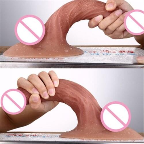 New Skin Feeling Realistic Penis Soft Sexy Huge Dildo Female Masturbator Double-layer Silicone Suction Cup Dildos for Women Big