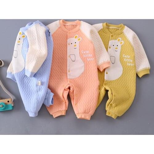 Autumn Winter Baby Adorable Bear Baby Rompers for Baby Boys and Girls Warm Unisex Jumpsuits Clothes