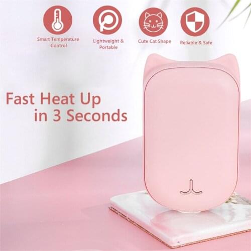 Hand Warmer 2 In 1 Power Bank Hand Warming Portable Rechargeable USB 6000mAh Mobile Power Winter Warm Hands Cat Electric Heater