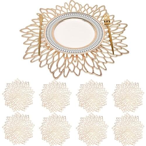 BalleenShiny 8-piece Food Grade Placemat Creative Hibiscus Flower Coaster Home Restaurant Bar Insulation Draining Placemat