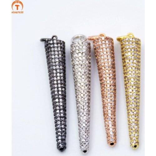 ASA&TESS Bar Pendant/ Charm Micro Pave CZ Vertical Bar Pendant Cubic Zirconia findings Bar Pendant For Earrings