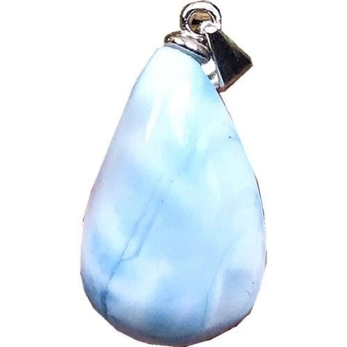 Top Natural Blue Larimar Pendant Jewelry For Woman Lady Man 18x11x5mm Beads Dominica Crystal Clear Water Pattern Gemstone AAAAA