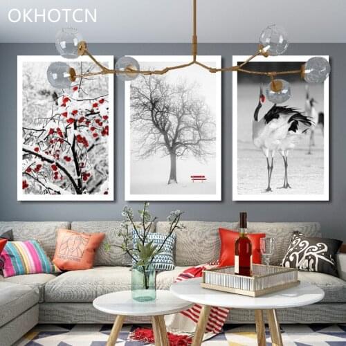 Plum Blossom Snow Canvas Painting Nordic Poster Chinese Style Wall Pictures for Living Room Home Decoration Posters and Prints