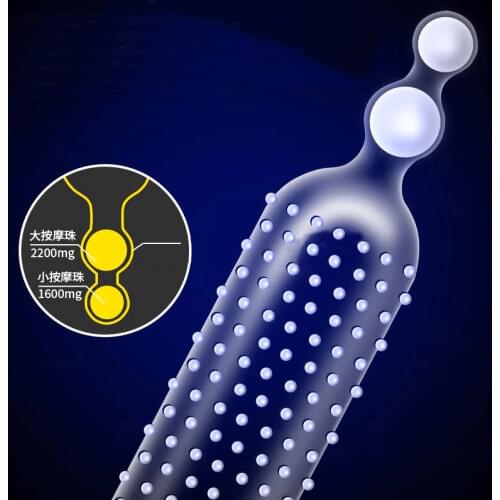 WIlle Double Pearl Spa Condom Female Sex Massage Beaded Condoms G-spot Stimulator Dotted Condoms Couple Adult Taste Sex Products